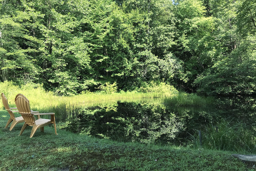 Pond with chairs